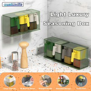 JustLiving Hộp 2/3/4 Gắn Tường Hộp Đựng Gia Vị Nhà Bếp Hộp Nhựa Sang Trọng Nhẹ Bộ Kết Hợp Đựng Muối Bột Ngọt Đồ Dùng Nhà Bếp Gia Đình Lọ Đựng Hạt Tiêu Gia Vị