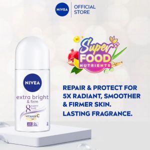 NIVEA Deodorant Female Extra Bright & Firm Q10 (F) RO 50ml / TWINPACK (Deodoran Perempuan)