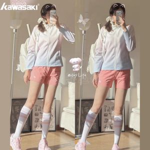 Kawasaki 2025 Long Sleeve Windproof Gradient Color Badminton Tennis Sports Wear Couple Matching Outerwear Quick Dry Tech