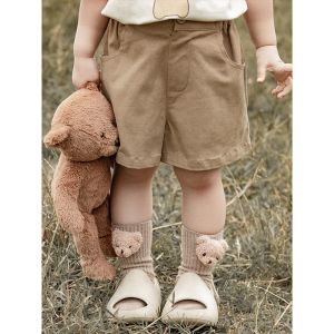 Quần Short Công Sở Thường Ngày Cho Bé Gái Mùa Hè 2025 Quần Dài Cotton Màu Trơn Đa Năng Có Túi Lớn Quần Áo Trẻ Em