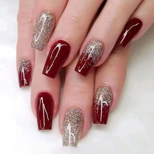 24 PCs Short French Minimalist Glitter Nails with 1 Jelly Gel and 1 Nail File
