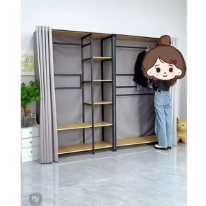 CAY⭐ชั้นวางเสื้อผ้า(ส่งเร็ว 24 ชม.) ตู้เสื้อผ้าตั้งพื้น ตู้เสื้อผ้าในห้องนอน ป้องกันฝุ่น ประกอบง่าย