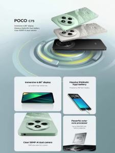 Xiaomi | 2026 New POCO C75 Global Version Factory Unlocked Smartphone 8GB RAM 256GB ROM 6.88 Inch 120Hz High Refresh Rate HD Display