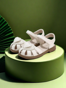 Belle Princess Style Girls Summer Sandals Soft Bottom Baby Head Covered Shoes Childrens Footwear Synthetic Leather Anti-Slip Rubber Sole