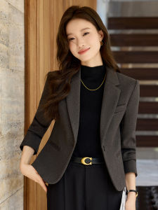 Gray Casual Womens Minimalism Small Jacket Short Length Upper Apparel Spring Autumn plus Size Fashion Slim Fit Full Lined