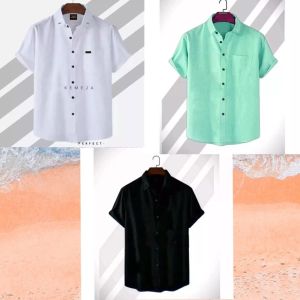 Paket Hemat 3 PCS 75 Ribu Kemeja Polos Pria Lengan Pendek Kemeja Polos formal