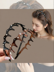 NING ZHOU | High Crown Wave Diamond Decor Anti-Slip Hair Band