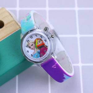 Disney Princess Elsa Kids Watches Girls Silicone Strap Cartoon Luminous Light Children Wrist Watch Toys Clock reloj infantil