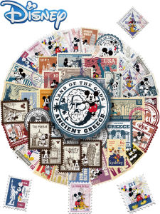 50Pcs Disney Retro Mickey Stamps Vinyl Stickers Waterproof Cartoon Stickers for Laptops Water Bottles Notebooks and Cars