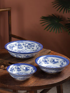 Large Ceramic Blue And White Porcelain Bowl for Hot Pot Fish Chinese Style Home Use Hotel Special Bowl for Blood Hot Pot