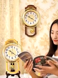 16 Inch European Vintage Swing Wall Clock Living Room Simple Fashion Bedroom Silent Quartz Clock