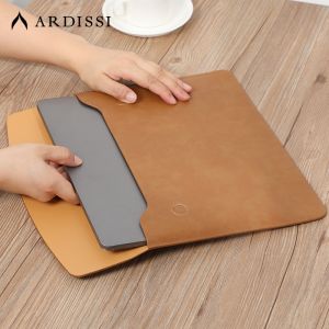 ARDISSI Portable Case Horizontal Laptop Liner Bag for Macbook Air 11 12 13.3 15.4 Inch Pro 13 15 Inches PU Leather Sleeve Waterproof Cover Protective Casing Tablet Storage Cases Mac Notebook iPad Apple Huawei Matebook Protector Accessories Yellow Lychee