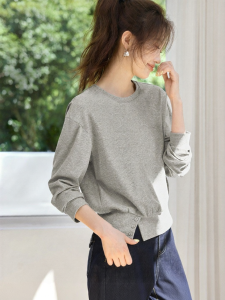MOHANYIMEI | Versatile Split Hem Decorative Button Long Sleeve T-Shirt