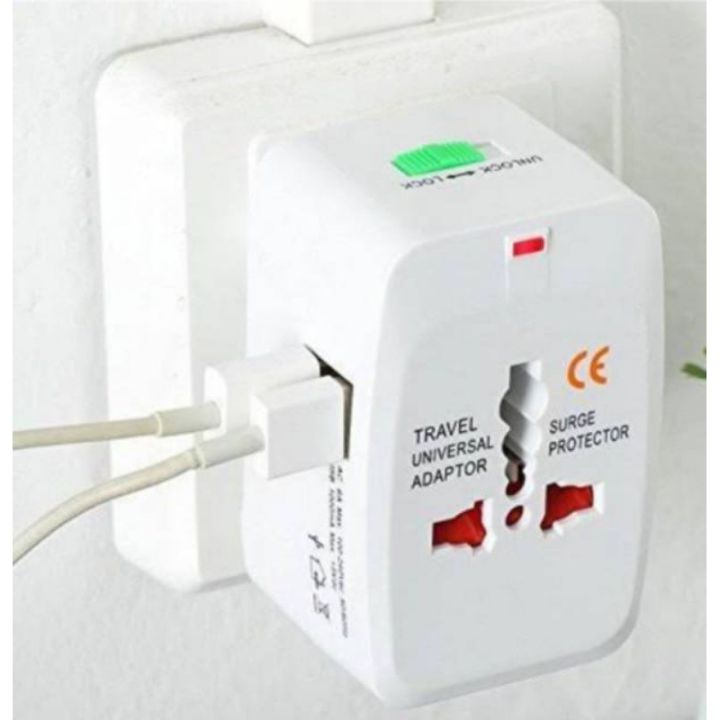 Adaptor universal internasional 2 port USB travel charger colokan listrik stop kontak