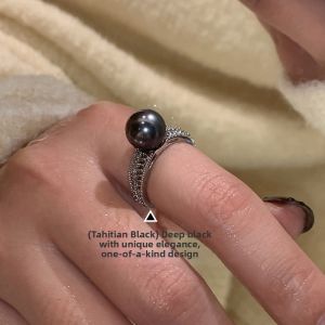CAFFTI | Aurora Black Tahitian Pearl Open Finger Ring