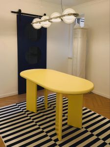 French Style Oval Wooden Painted Dining Table Modern Simple Office Desk Home Use Meal Table Artistic Style Type Solid Wood Table