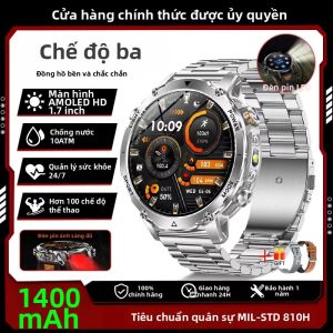 Đồng Hồ Thông Minh Thể Thao Quân Sự Pin Lớn 1400mAh IP68K Cuộc Gọi Bluetooth Chống Nước Màn Hình AMOLED HD 17 Inch Theo Dõi Sức Khỏe Cho Android iOS