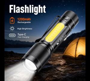 Mini LED Flashlight High Power Tactical Torch USB Rechargeable Zoomable Pocket Clip Flashlights Camping Lantern