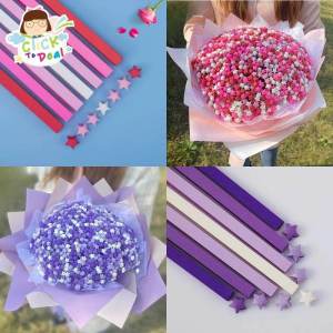 CTD 540pcs Colorful Paper Stars Origami DIY Stars Origami Paper Strips Fold Hand Crafts Colorful Cartoon Lucky Star 星星纸 星星花束