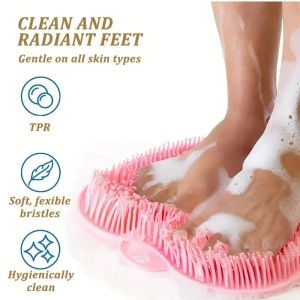 Foot Wash Mat Silicone Sponge Body Brush in The Shower Reusable Wall Mounted Back  Silicone Bath Foot Massage Pad Shower