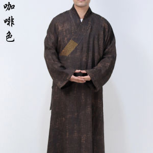 Monastic Robe Summer Hemp Incense Cloud Silk Long Coat Supplying Master Leaving Home Monk Clothing Traditional Ethnic Mens Wear