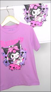 Highest Kids - Kaos Anak Cewek Kuromi Warna Putih dan Lilac Bahan Cotton Combed 30s Ukuran S M L XL Usia 3th 4th 5th 6th 7th 8th 9th 10th HKTS67