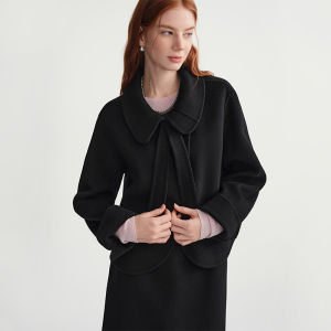 DUSHU | Plus Size Black Short Coat and Skirt Set