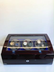 Tủ Hộp Đồng Hồ Cơ ACBOW 6 Xoay + 7 Tĩnh Lót Nỉ Nhung - Gỗ Đen Nhung Xám - Bảo Hành 2 Năm