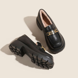 MIFEI | Wool-lined Loafer Shoes for Short Women