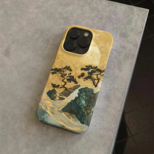 Golden Moon Pine New Chinese Style Suitable for Apple IPhone7/8/X/Xr/11/12/13pro/14/15Promax Creative Feilin Niche Style Stylish Men and Women Classy Artistic Style Phone Case