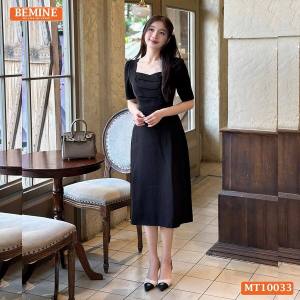 Đầm thiết kế BEMINE cổ tim dáng dài chéo ngực đính cúc phù hợp đi làm đi dạo phố-MT10033