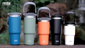 Original Tyeso Tumbler With Handle 600/750/900/1050/1200ml Stainless Steel Double Layer Insulated Thermos Flask Water Bottle