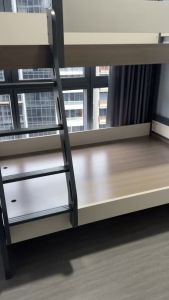 MERAKEE Children Double Decker Bunk Bed With Pull Out Bed Mattress Storage Drawer Wardrobe Bookshelf M52