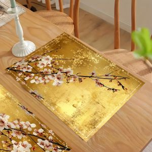 Of 1 Elegant Golden Chinese-Style Floral PlacematsSuitable for Family Gatherings Parties Kitchen and Table Decoration