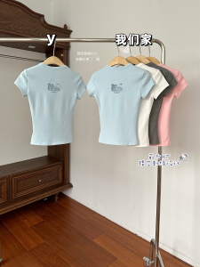 Kt Hands Design Hollow out Embroidery Slim Fit round Neck Short Sleeve T Shirt Women Summer Breathable Moisture Wicking Casual Top