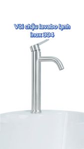Vòi chậu lavabo lạnh gắn bàn đá inox 304 xước mờ Hobby home decor LBL8