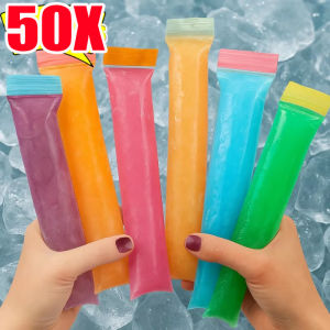 50pcs Disposable Transparent Ice Popsicle Pouches / Self Sealing Freezer Storage Bags / Reusable Sealed Mold for Homemade Yogurt Ice Pop