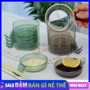 Bộ 4 Đĩa Đựng Nước Chấm Gia Vị Kèm Tay Cầm Gác Đũa - Chén Cho Bé Ăn Dặm Bằng Nhựa Cao Cấp - Chén Nước Chấm Mini Đẹp Mắt