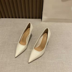 Elegance หนัง เวอร์ชัน 2024 ใหม่ สไตล์ฝรั่งเศส รองเท้าส้นสูงชี้นิ้วเท้ารองเท้าทํางาน ดีไซน์ Sensation Professional รองเท้าสํานักงาน