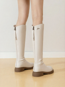 Josiny | Slimming Tall Boots For Women White 2026 Autumn and Winter New Style All-match Knight Boots Plush