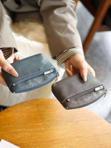 Genuine Leather Card Holder Womens Small Lightweight Key Storage Bag Large Capacity Driving License Leather Case Document Bag Zipper Coin Purse