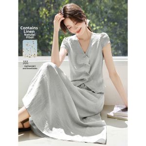 MOHANYIMEI | Blogger Style Linen Button Wrinkle Womens Suit