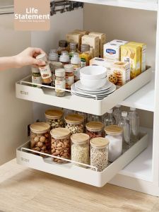 SHENGHUOXUANYAN | Sliding Organizer Drawer Shelf Multi-functional Storage Cabinet