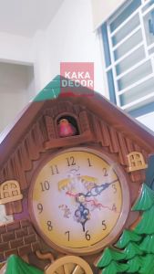 Đồng hồ quả lắc treo tường có CHUÔNG REO đồng hồ treo tường hoạt hình đẹp mái nhà cho bé trang trí phòng