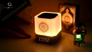 Azan Clock Round Touch Lamp Quran Speaker - Led time display App control/ Remote Control Equantu
