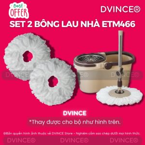 Set 2 Bông lau thay thế cây lau nhà ETM466 - Màu Trắng (Thay thế được cho bộ lau nhà Locknlock ETM466)