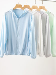 Womens Summer Thin Long Sleeve Ice Silk Cool Feeling Hooded Loose Breathable Sun Protection Clothing UV Protection Coat
