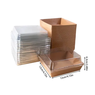 10pcs Kraft Paper Cake Cookie Boxes with Clear Lids Macaron Donut Dessert Pastry Gift Box Food Container Birthday Party supplies