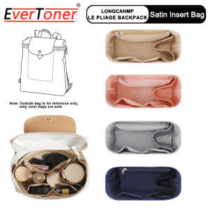 EverToner Satin Insert Bag for LONGCHAMP Backpack Inner Liner Bag Storage Schoolbag Bag in Bag Support Separated with Zipper Lining