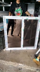 h90mx90cm sliding window/ screen reflictive glass bronze white frame